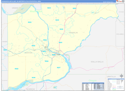 Kennewick-Richland Metro Area Wall Map Basic Style 2026